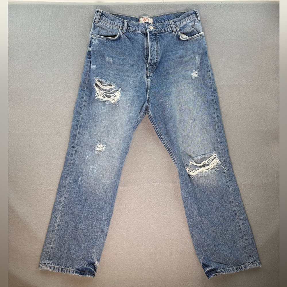 Free People We The Free Distressed Jeans Size 30 Blue High Rise